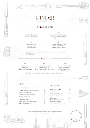 Cinder Steakhouse at Wheeler's Estate - Hospitality and gastronomy