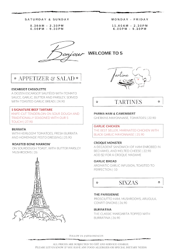 Opinii despre 5 by Sans-Façon în Singapore - Hospitality and gastronomy